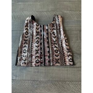 Body Central Women's Sequined Crop Tank Top Size XL